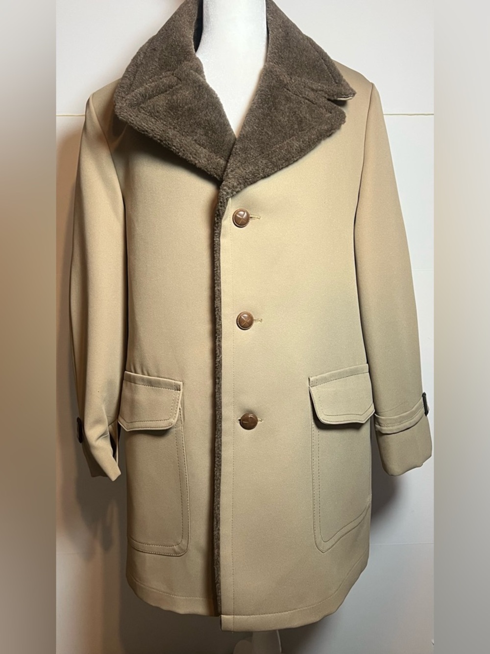Vintage Western Faux Shearling Coat Rancher Jacket Brown Lined 70s Style